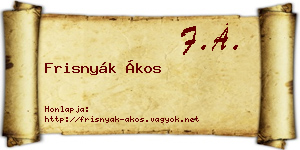Frisnyák Ákos névjegykártya