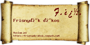 Frisnyák Ákos névjegykártya